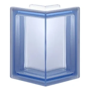 Blue Smooth Corner 90° Frosted 1 Side glass block