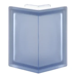 Blue Smooth Corner 90° Frosted 2 Sides glass block