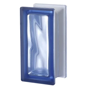 Blue Wave Frosted 1 Side Half Block glass block
