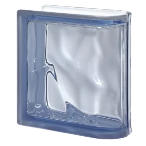 Blue Wave Linear End Block glass block