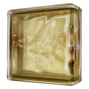 Brown Wave Linear End Block glass block
