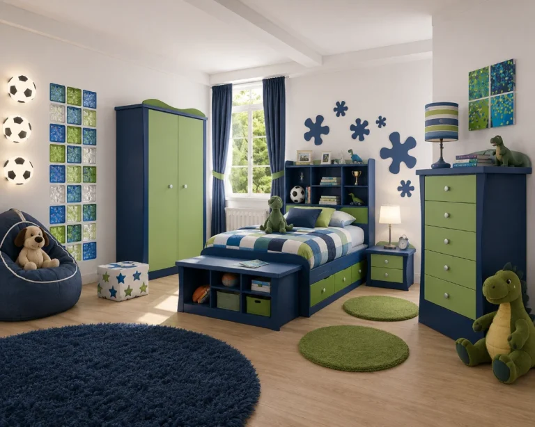 Colored glass block in a bedroom setting