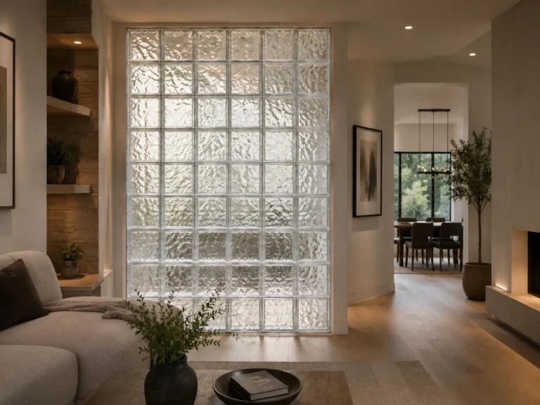Iceberg glass block in a living space setting