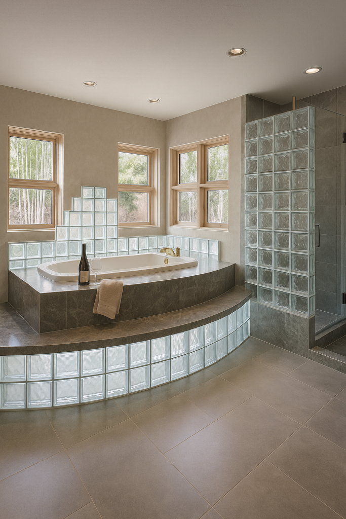 Glass block shower wall