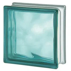 Turquoise Wave Frosted 1 Side glass block