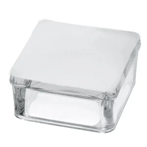 Half-shell glass paver, Clear, Frosted 1 Side, 4″ × 4″