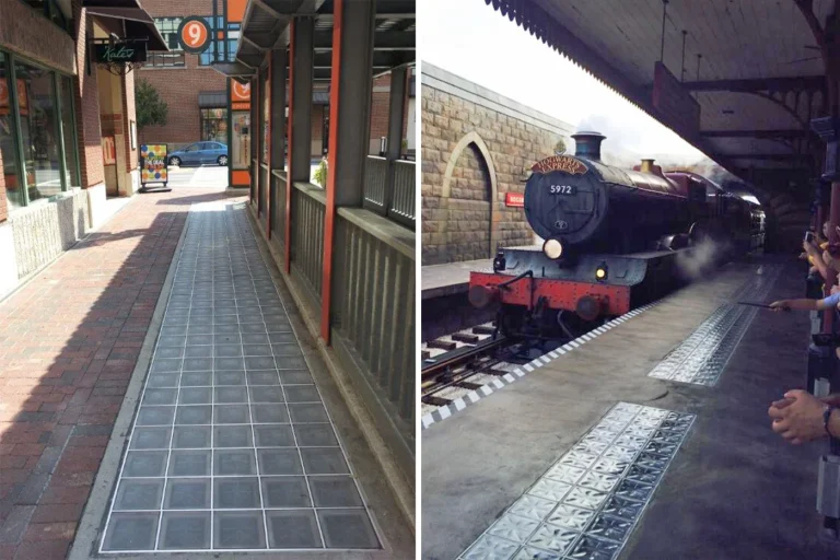 Glass paver sidewalk & platform