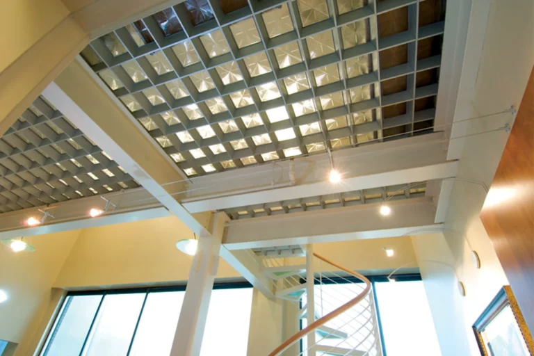 Glass paver skylight floor, from below